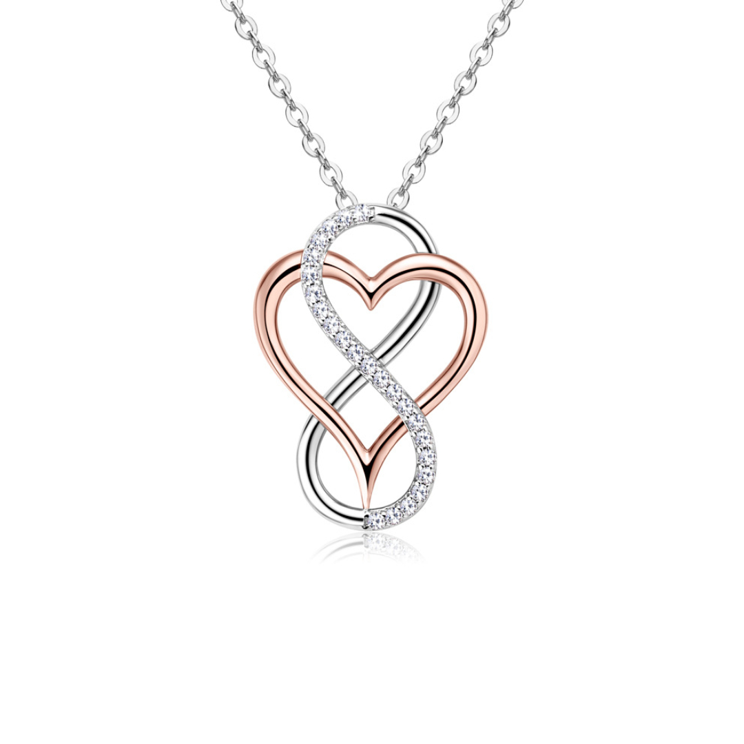 Round Cut VVS Moissanite S925 Silver Heart Infinity Pendent Necklace Round Cut VVS Moissanite S925 Silver Heart Infinity Pendent Necklace