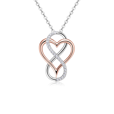 Round Cut VVS Moissanite S925 Silver Heart Infinity Pendent Necklace