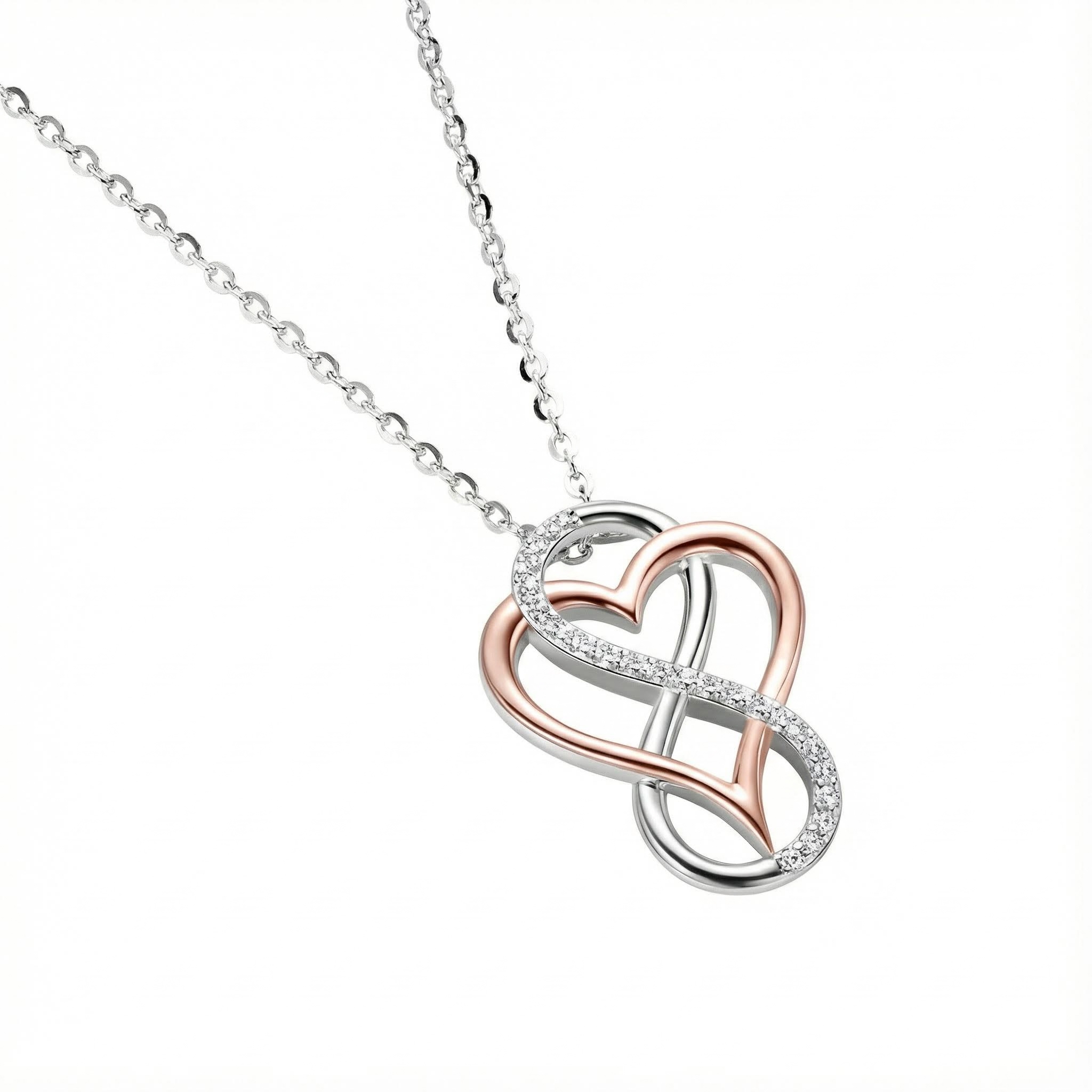 Round Cut VVS Moissanite S925 Silver Heart Infinity Pendent Necklace Round Cut VVS Moissanite S925 Silver Heart Infinity Pendent Necklace