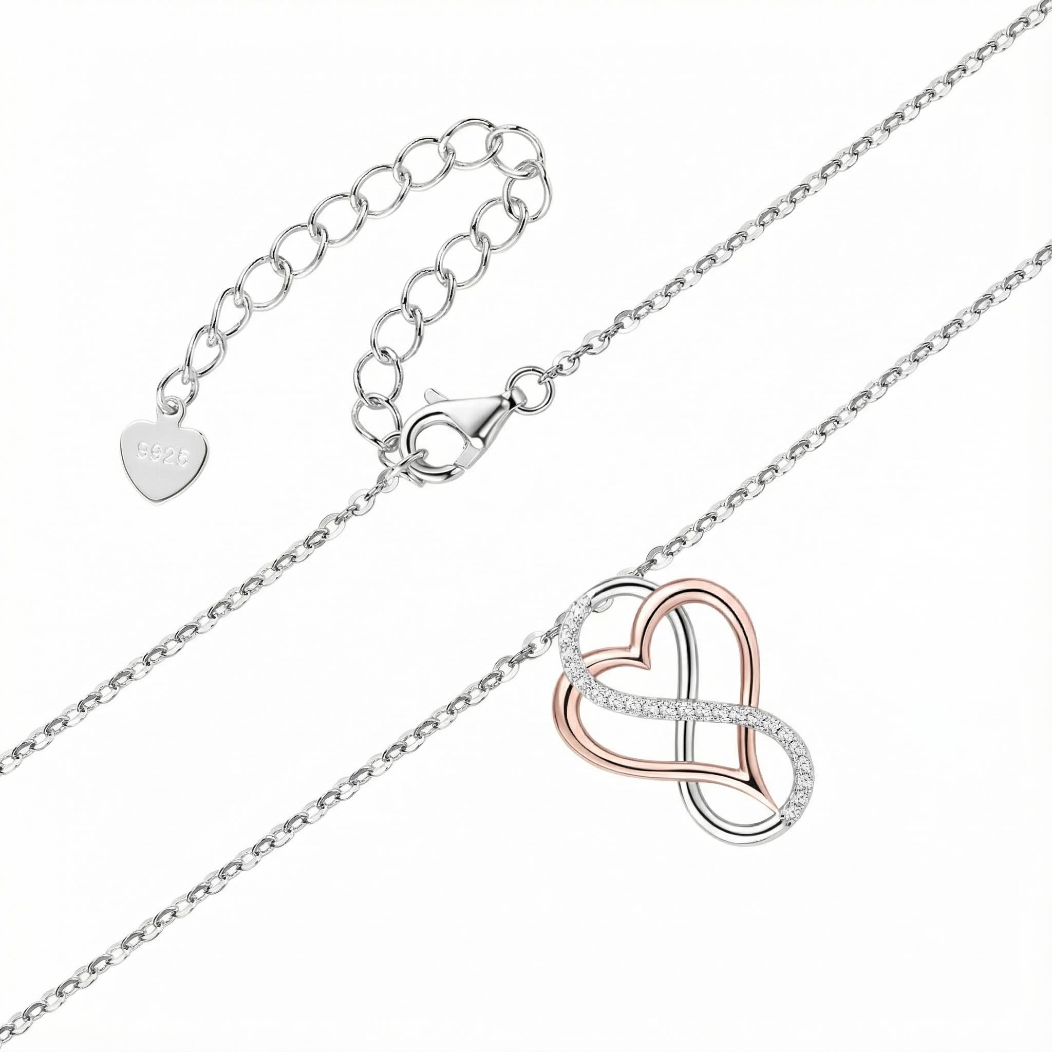 Round Cut VVS Moissanite S925 Silver Heart Infinity Pendent Necklace Round Cut VVS Moissanite S925 Silver Heart Infinity Pendent Necklace