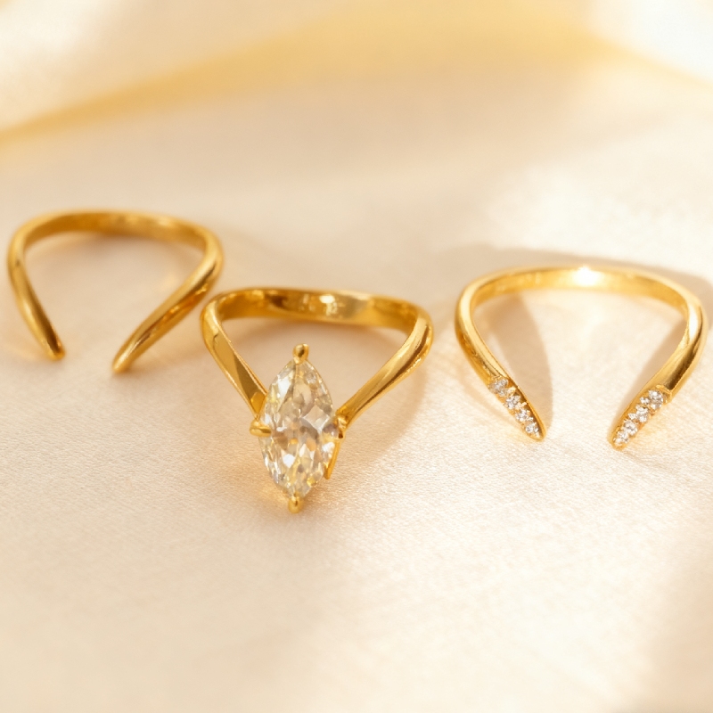 3.24CT Marquise Cut VVS Moissanite Engagement Ring Set