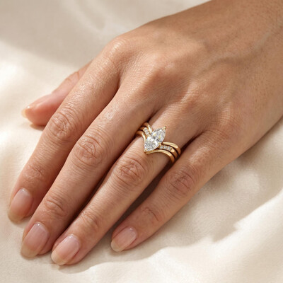 3.07ct. tw. Marquise Cut Wedding Ring Set -3Pcs