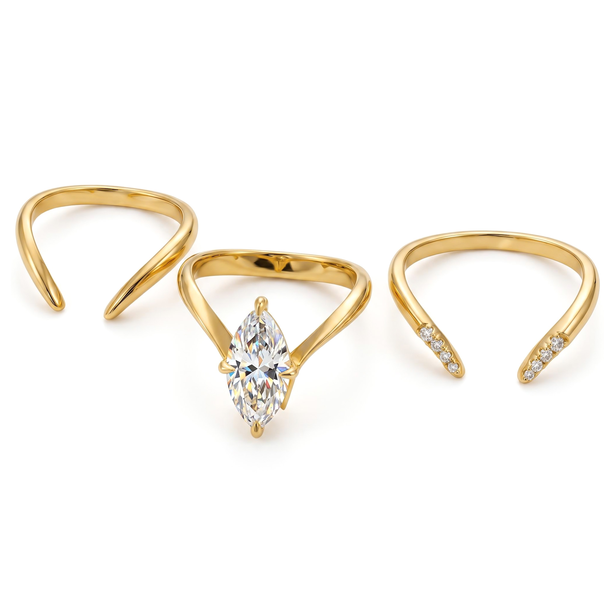 3.07ct. tw. Marquise Cut Wedding Ring Set -3Pcs
