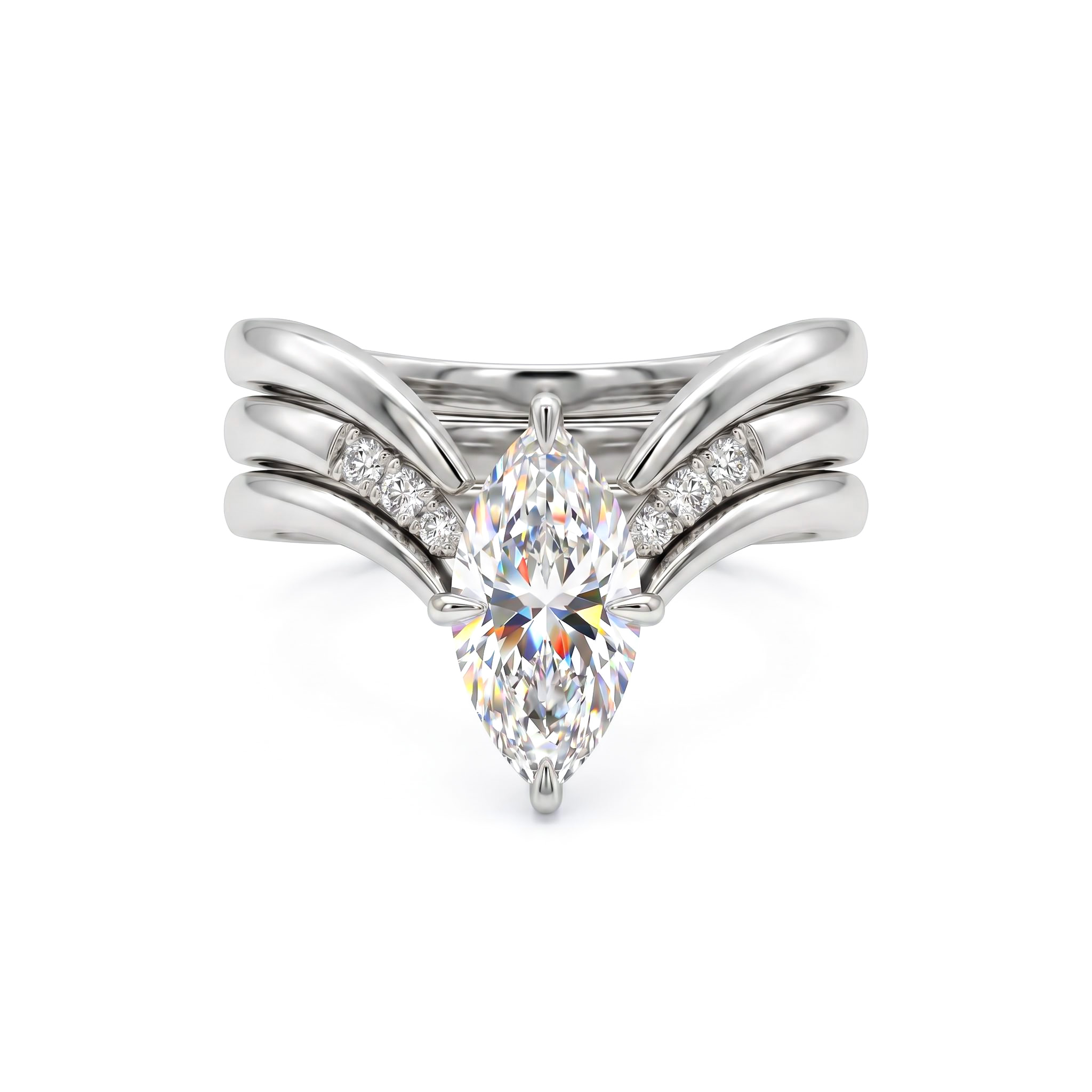 3.07ct. tw. Marquise Cut Wedding Ring Set -3Pcs