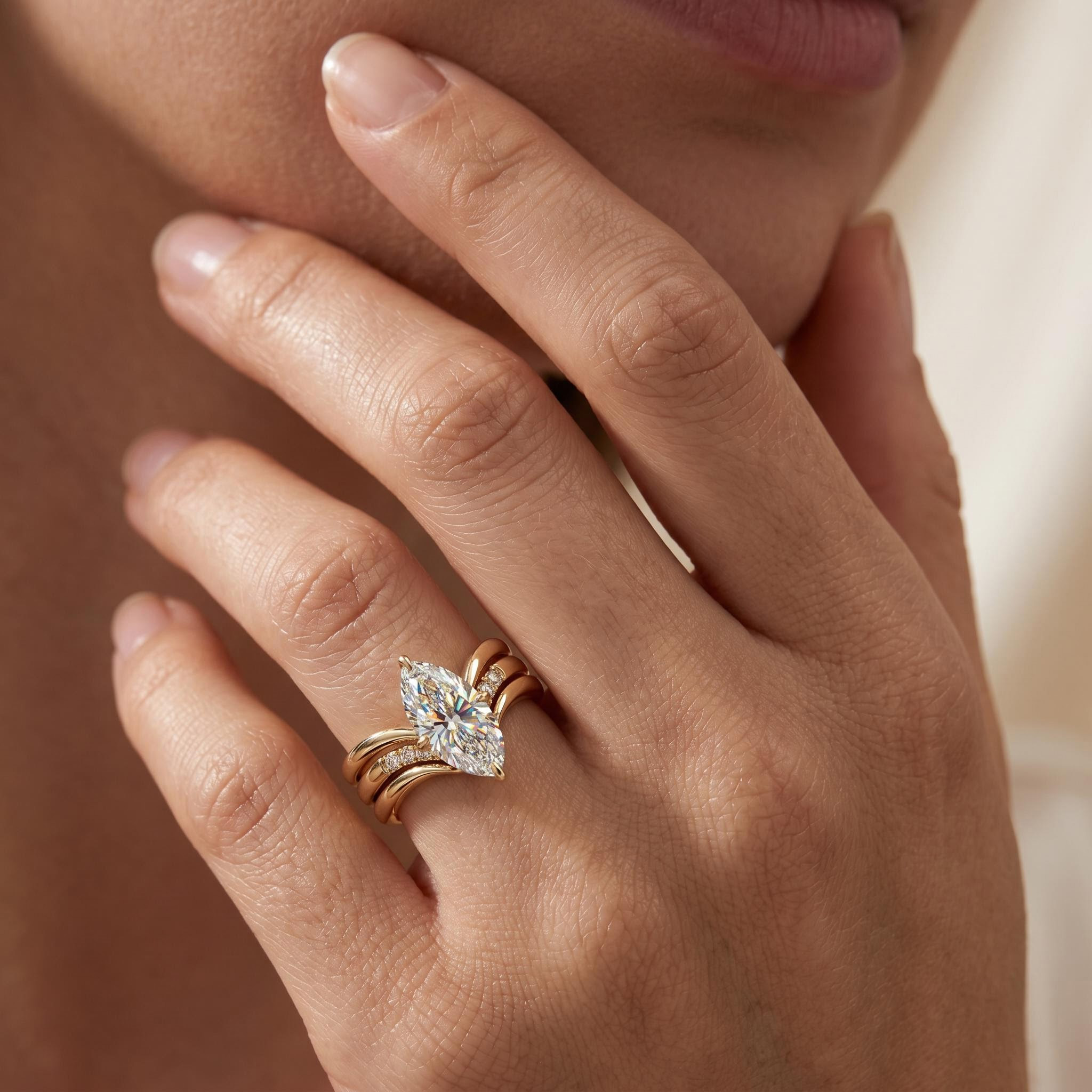 3.07ct. tw. Marquise Cut Wedding Ring Set -3Pcs