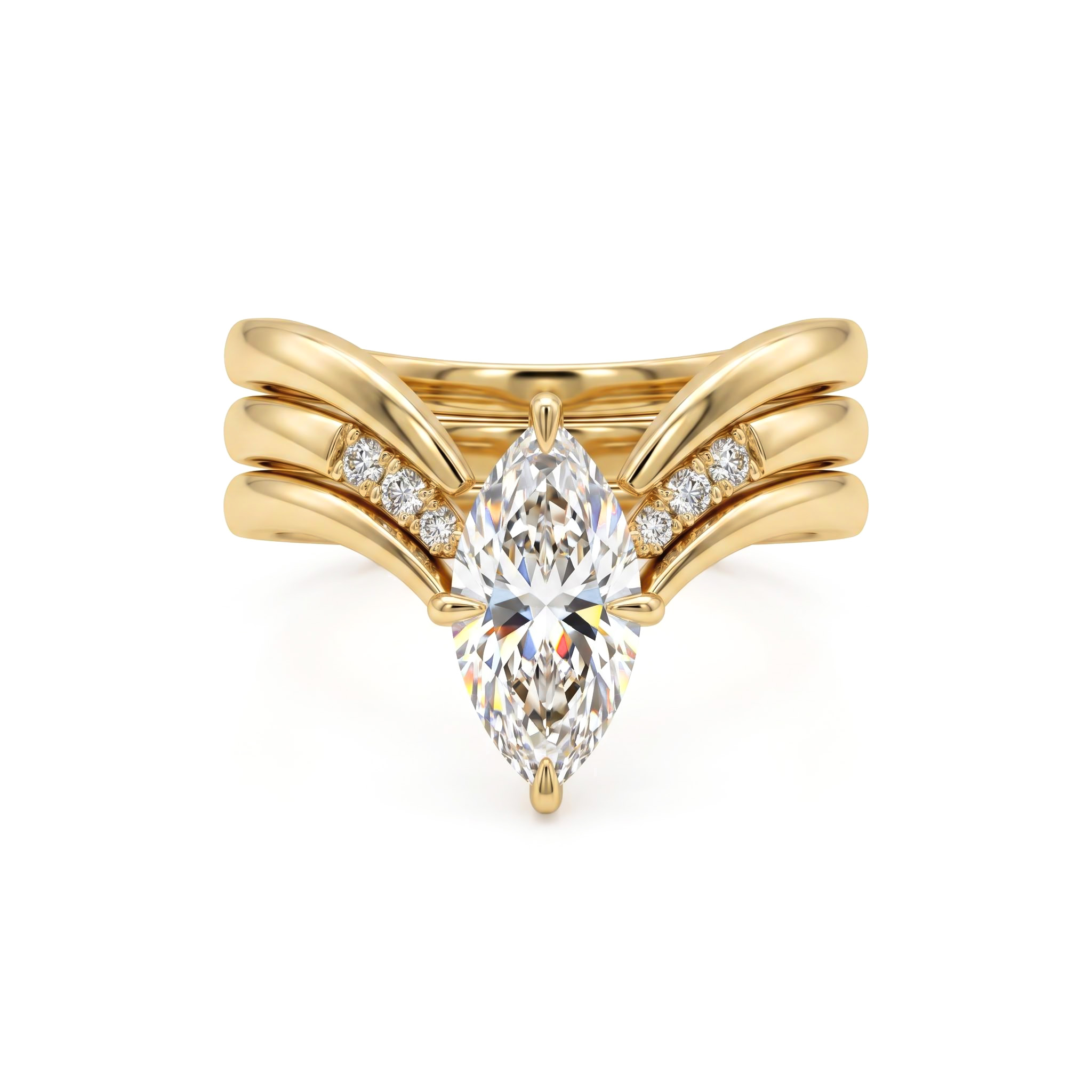 3.07ct. tw. Marquise Cut Wedding Ring Set -3Pcs