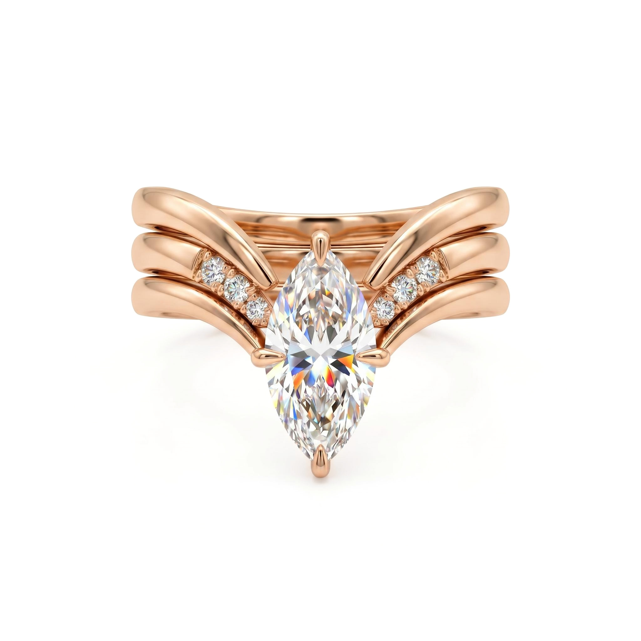 3.07ct. tw. Marquise Cut Wedding Ring Set -3Pcs