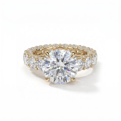 9.5ct. tw. Round Cut VVS Moissanite Pave Engagement Ring
