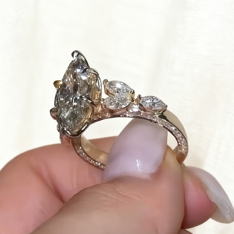 4.17CT Marquise Cut VVS Moissanite Vintage Engagement Ring