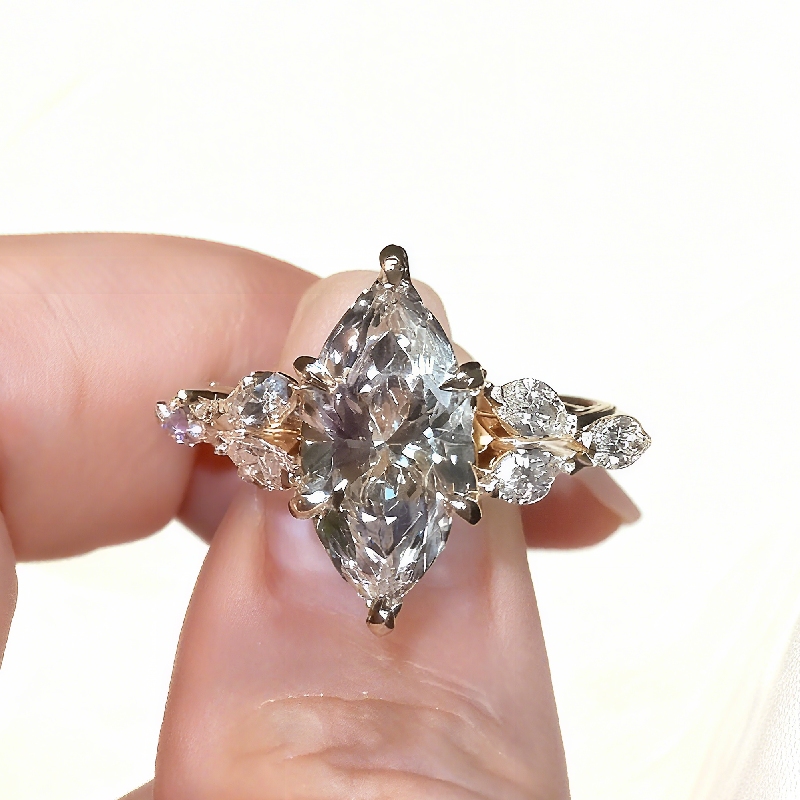 4.17CT Marquise Cut VVS Moissanite Vintage Engagement Ring