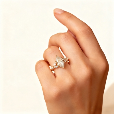 4.17CT Marquise Cut VVS Moissanite Vintage Engagement Ring