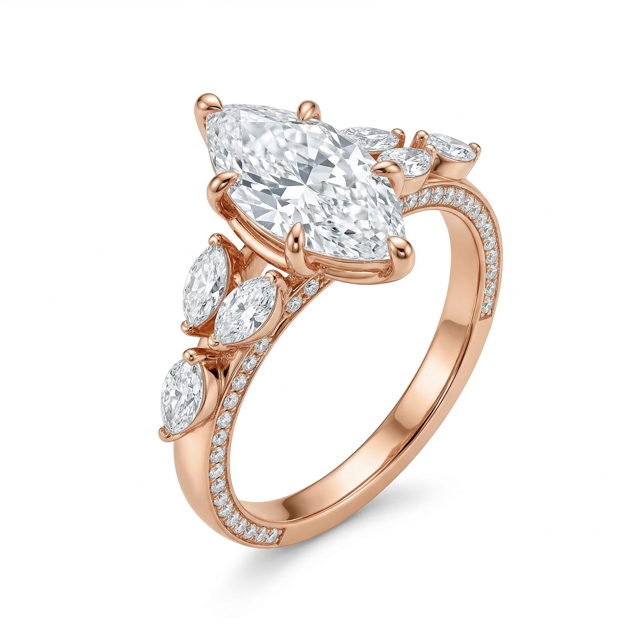 3.81ct. tw. Marquise Cut VVS Moissanite Vintage Engagement Ring