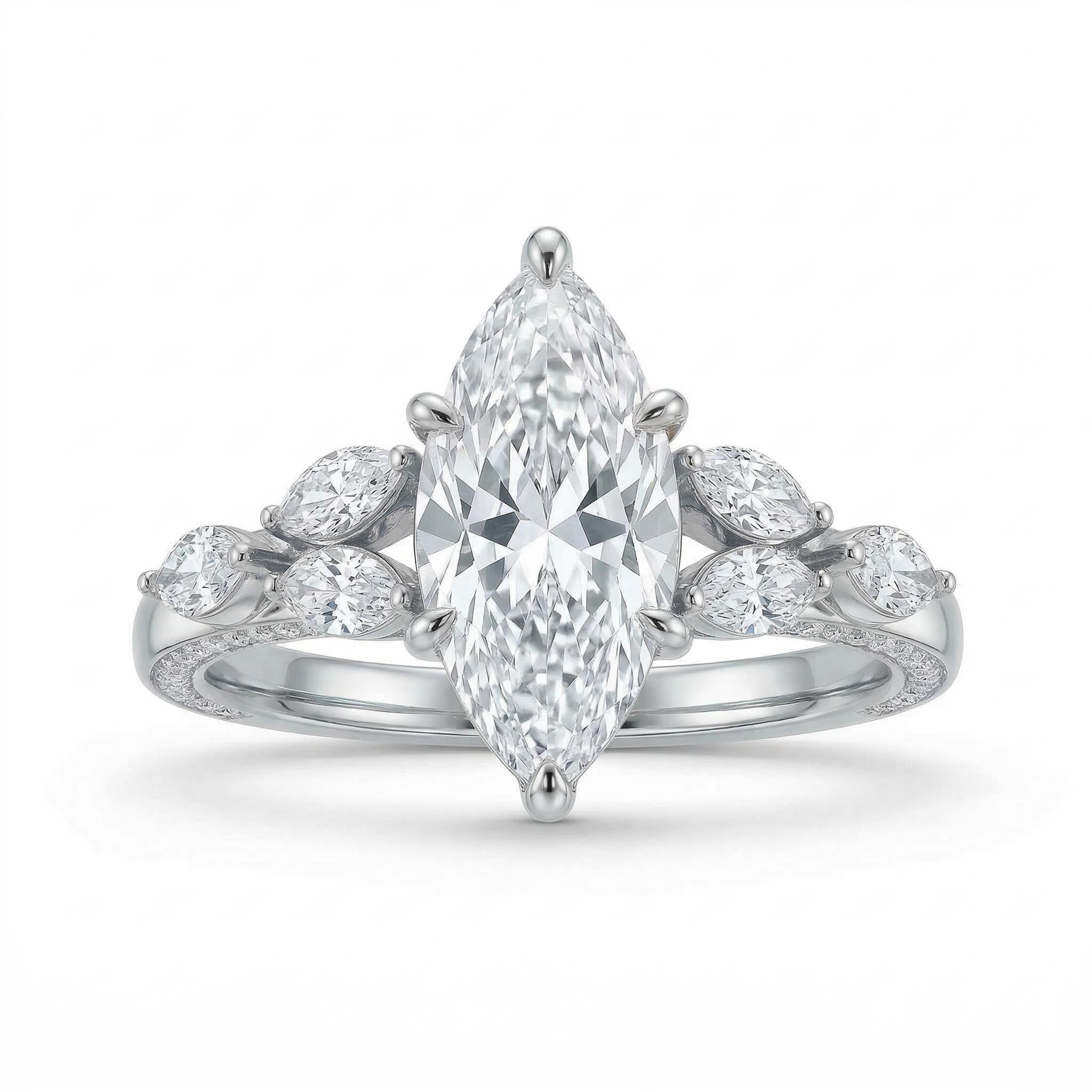 3.81ct. tw. Marquise Cut VVS Moissanite Vintage Engagement Ring