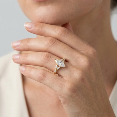 3.81ct TCW Marquise Cut VVS Moissanite Vintage Engagement Ring