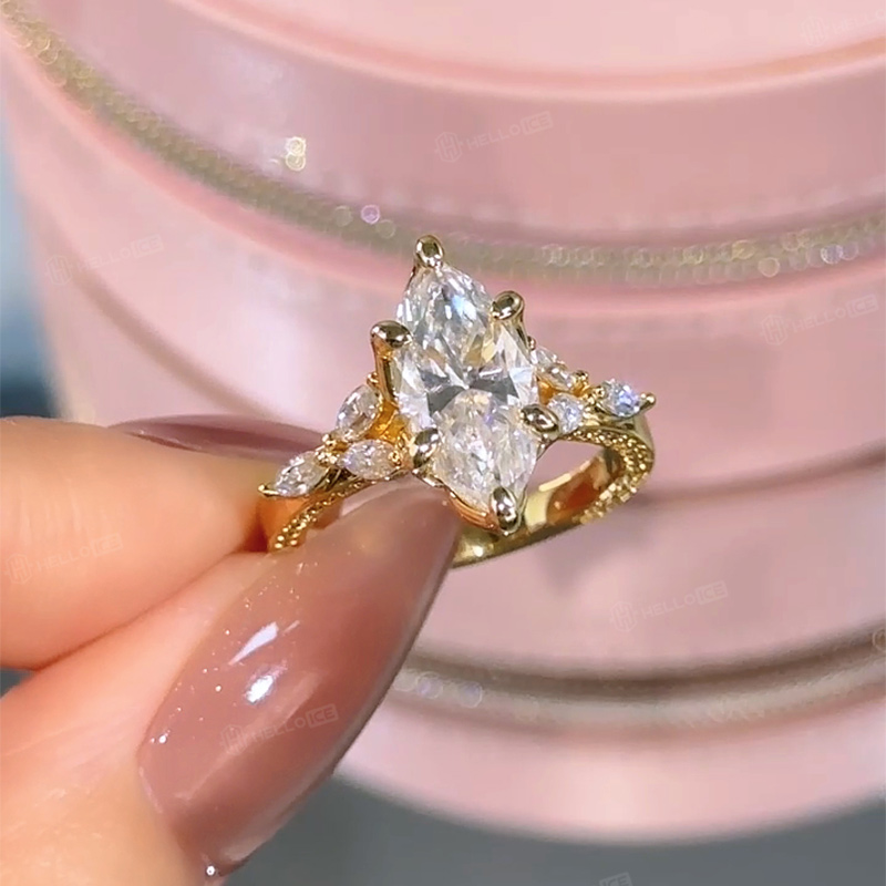 3.81ct. tw. Marquise Cut VVS Moissanite Vintage Engagement Ring