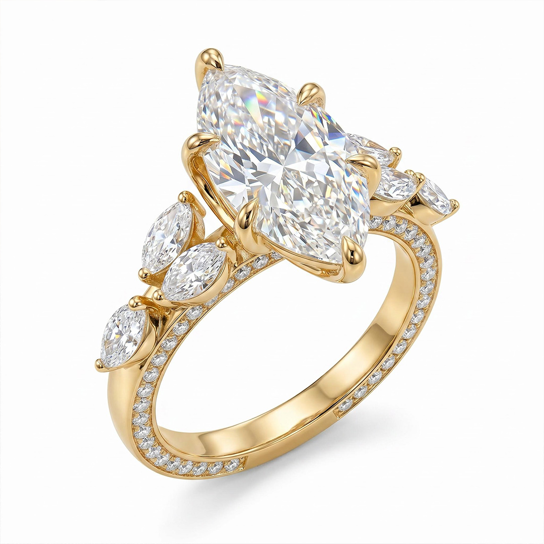 3.81ct. tw. Marquise Cut VVS Moissanite Vintage Engagement Ring