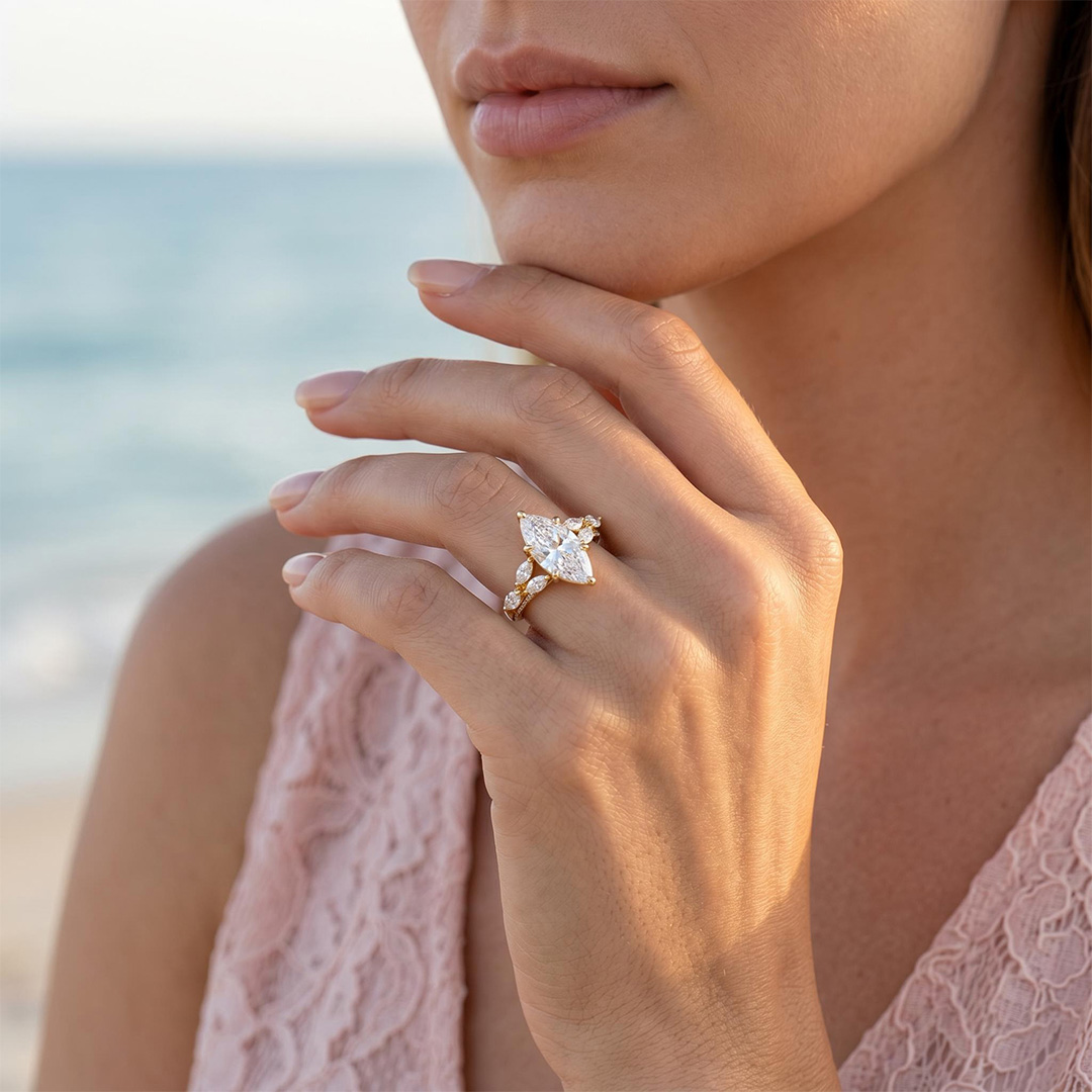 3.81ct. tw. Marquise Cut VVS Moissanite Vintage Engagement Ring