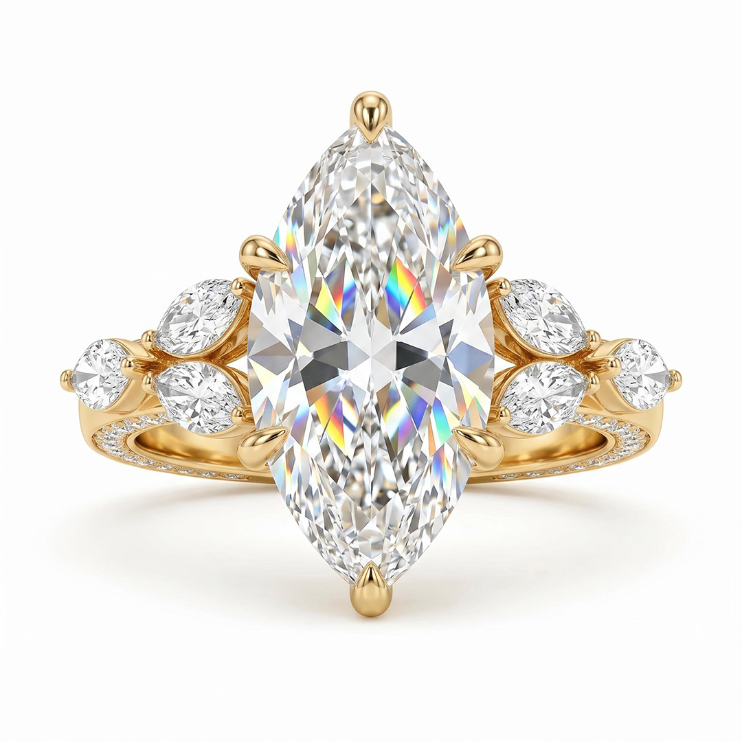 3.81ct. tw. Marquise Cut VVS Moissanite Vintage Engagement Ring