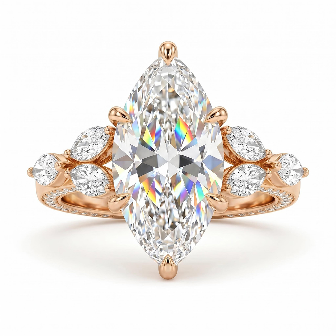 3.81ct. tw. Marquise Cut VVS Moissanite Vintage Engagement Ring