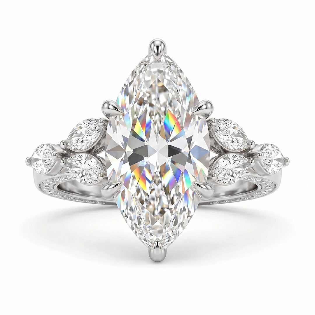 3.81ct. tw. Marquise Cut VVS Moissanite Vintage Engagement Ring
