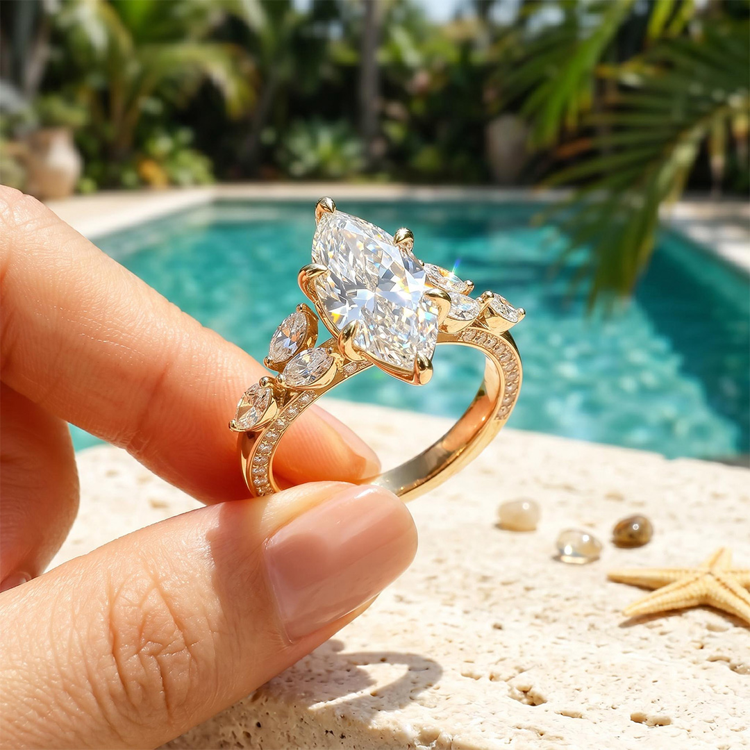 3.81ct. tw. Marquise Cut VVS Moissanite Vintage Engagement Ring