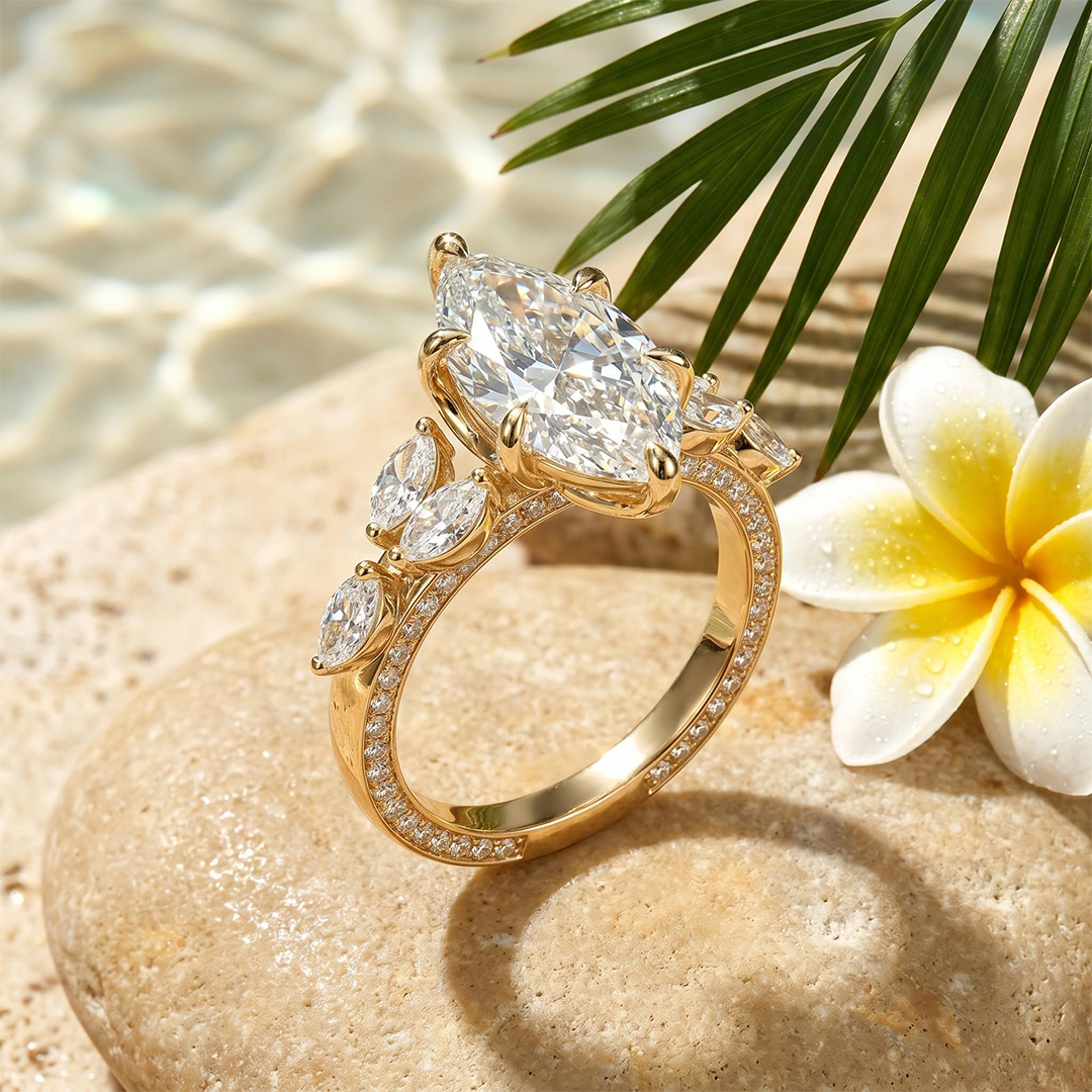 3.81ct. tw. Marquise Cut VVS Moissanite Vintage Engagement Ring