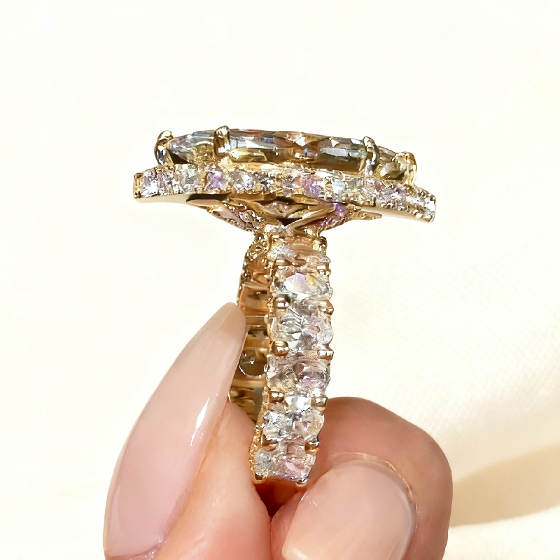 7.66CT Marquise Cut VVS Moissanite Pave Engagement Ring