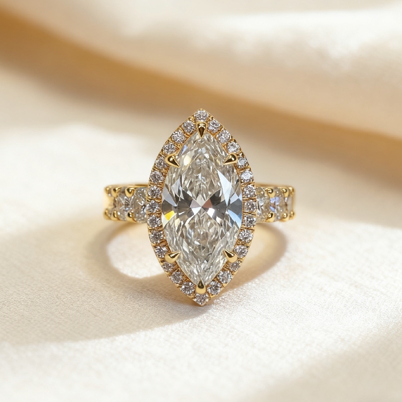 7.66CT Marquise Cut VVS Moissanite Pave Engagement Ring