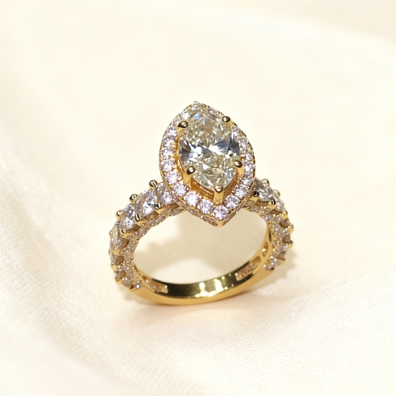 7.66CT Marquise Cut VVS Moissanite Pave Engagement Ring