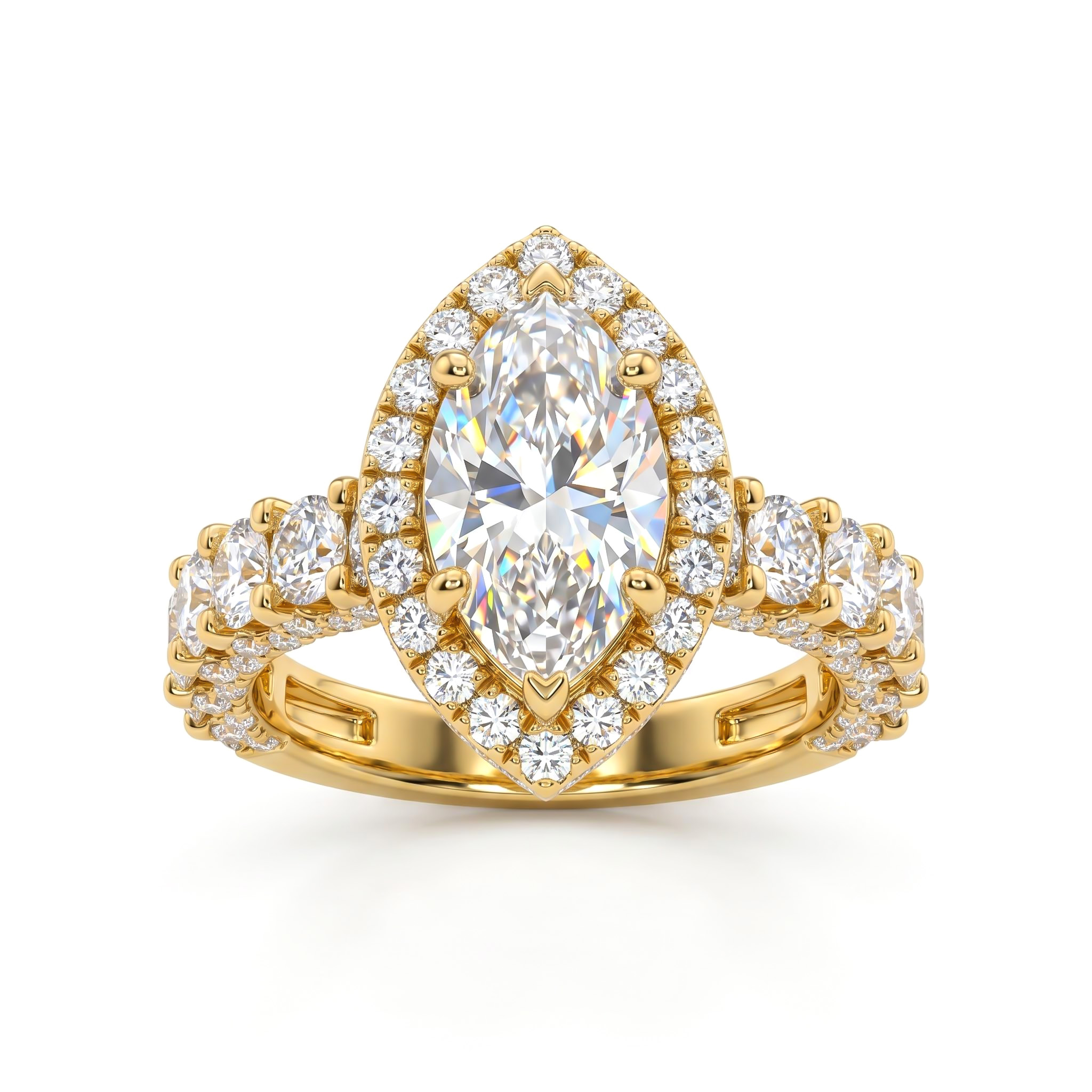 7.66CT Marquise Cut VVS Moissanite Pave Engagement Ring