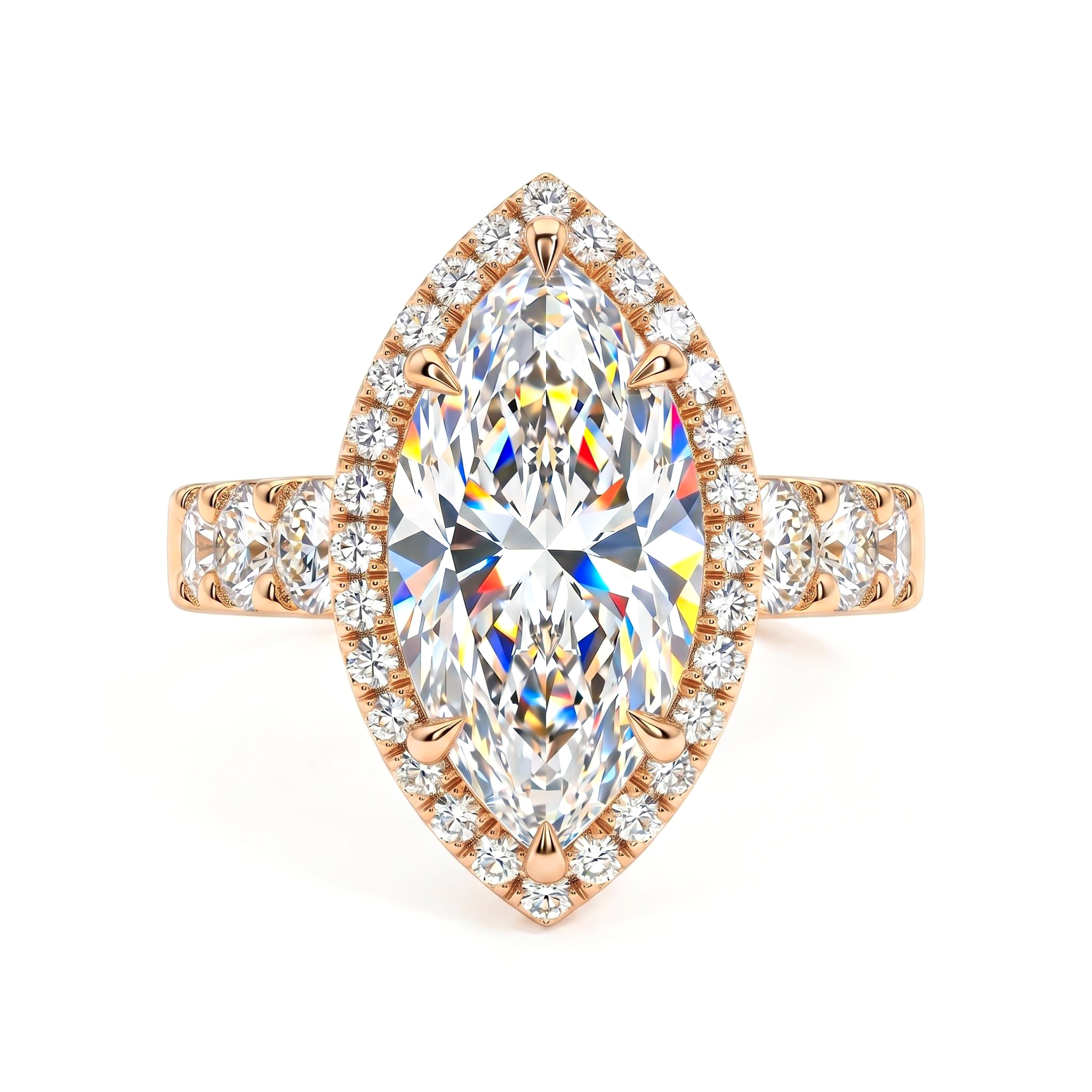 7.66CT Marquise Cut VVS Moissanite Pave Engagement Ring