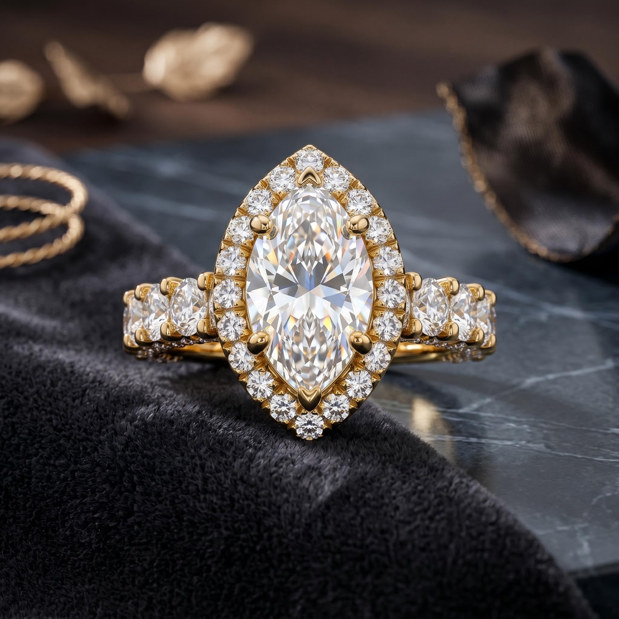 5.40CT Marquise Cut VVS Moissanite Pave Engagement Ring 5.40CT Marquise Cut VVS Moissanite Pave Engagement Ring