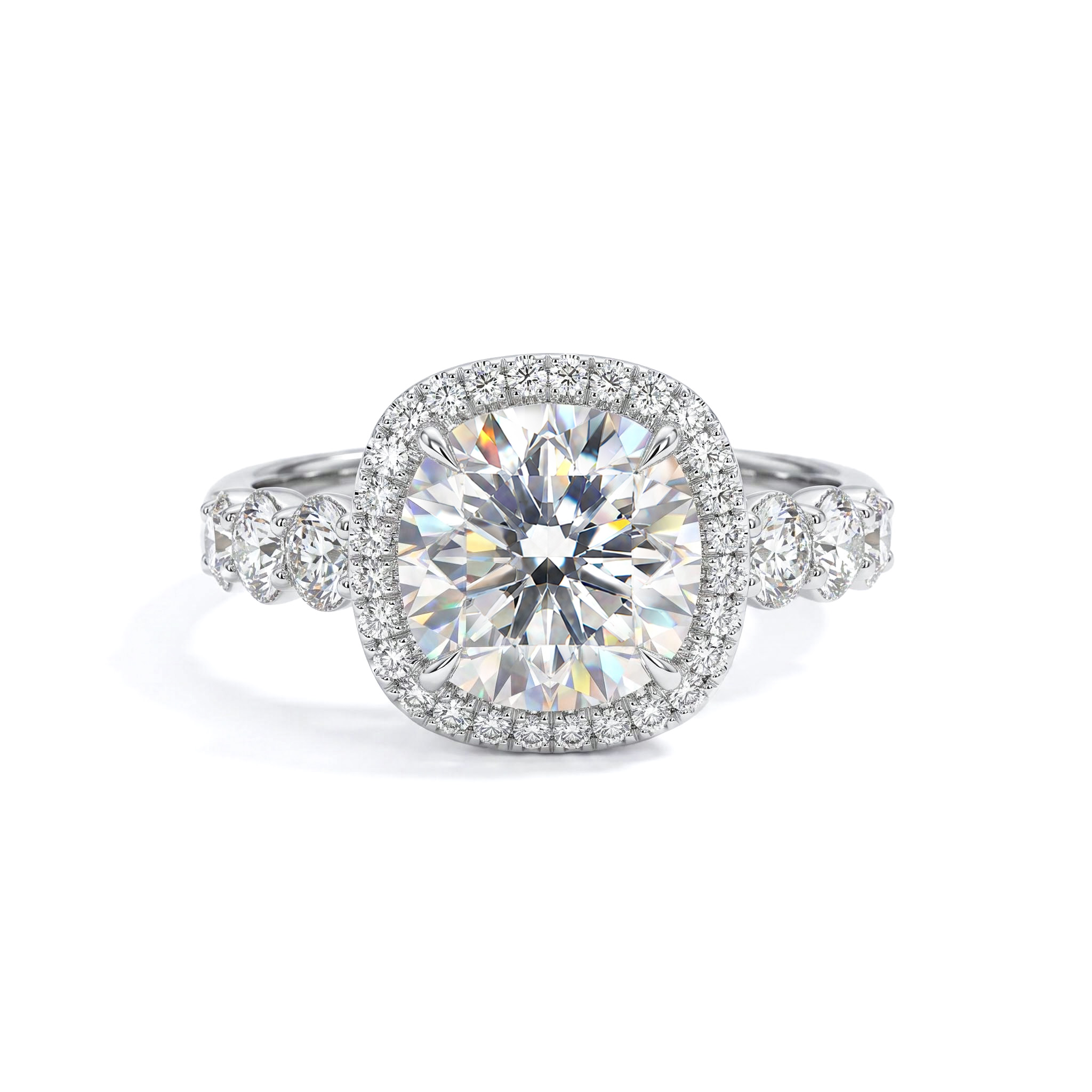 5.85ct. tw. Round Cut VVS Moissanite Halo Engagement Ring 5.85ct. tw. Round Cut VVS Moissanite Halo Engagement Ring