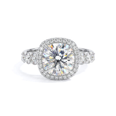 5.85ct. tw. Round Cut VVS Moissanite Halo Engagement Ring