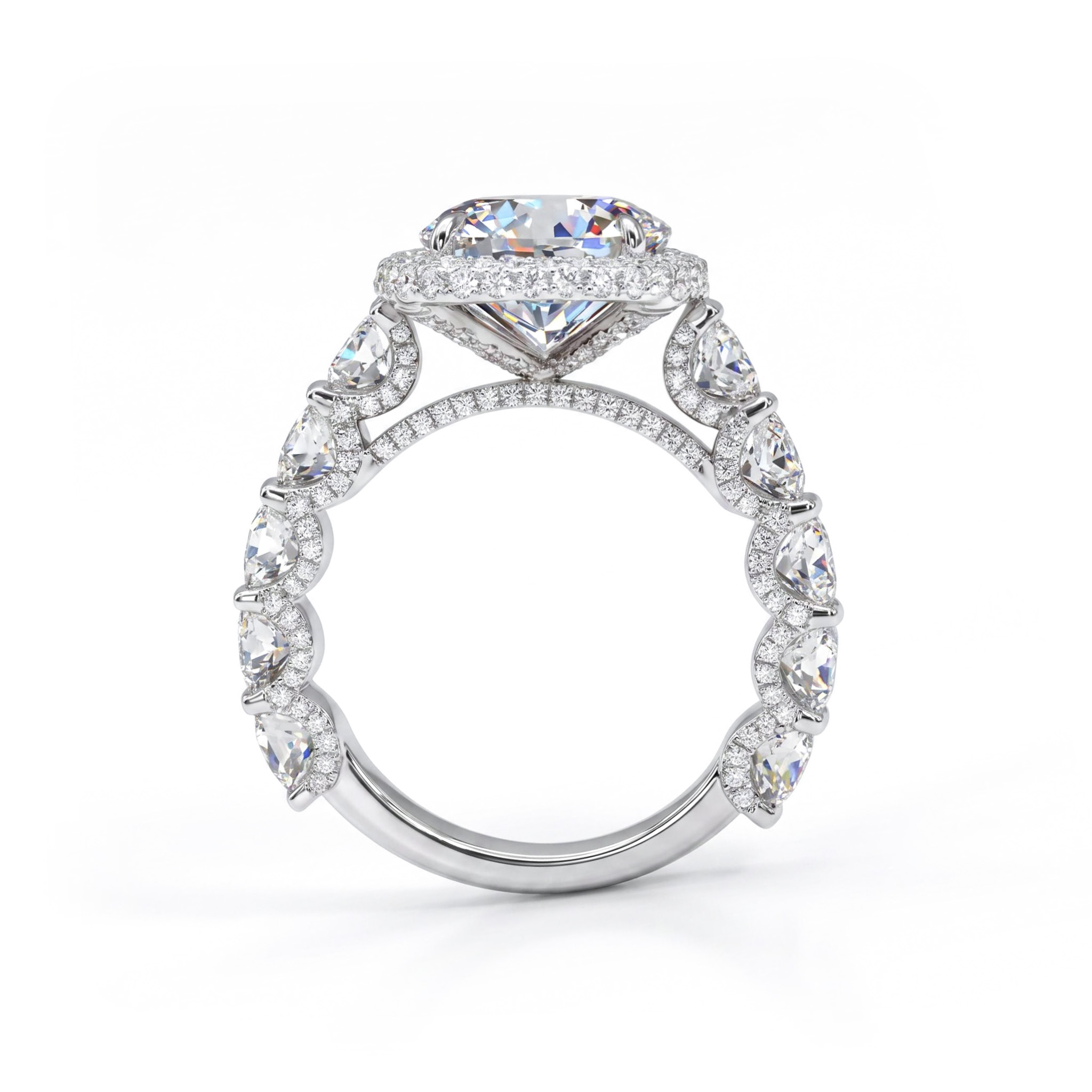 5.85ct. tw. Round Cut VVS Moissanite Halo Engagement Ring 5.85ct. tw. Round Cut VVS Moissanite Halo Engagement Ring
