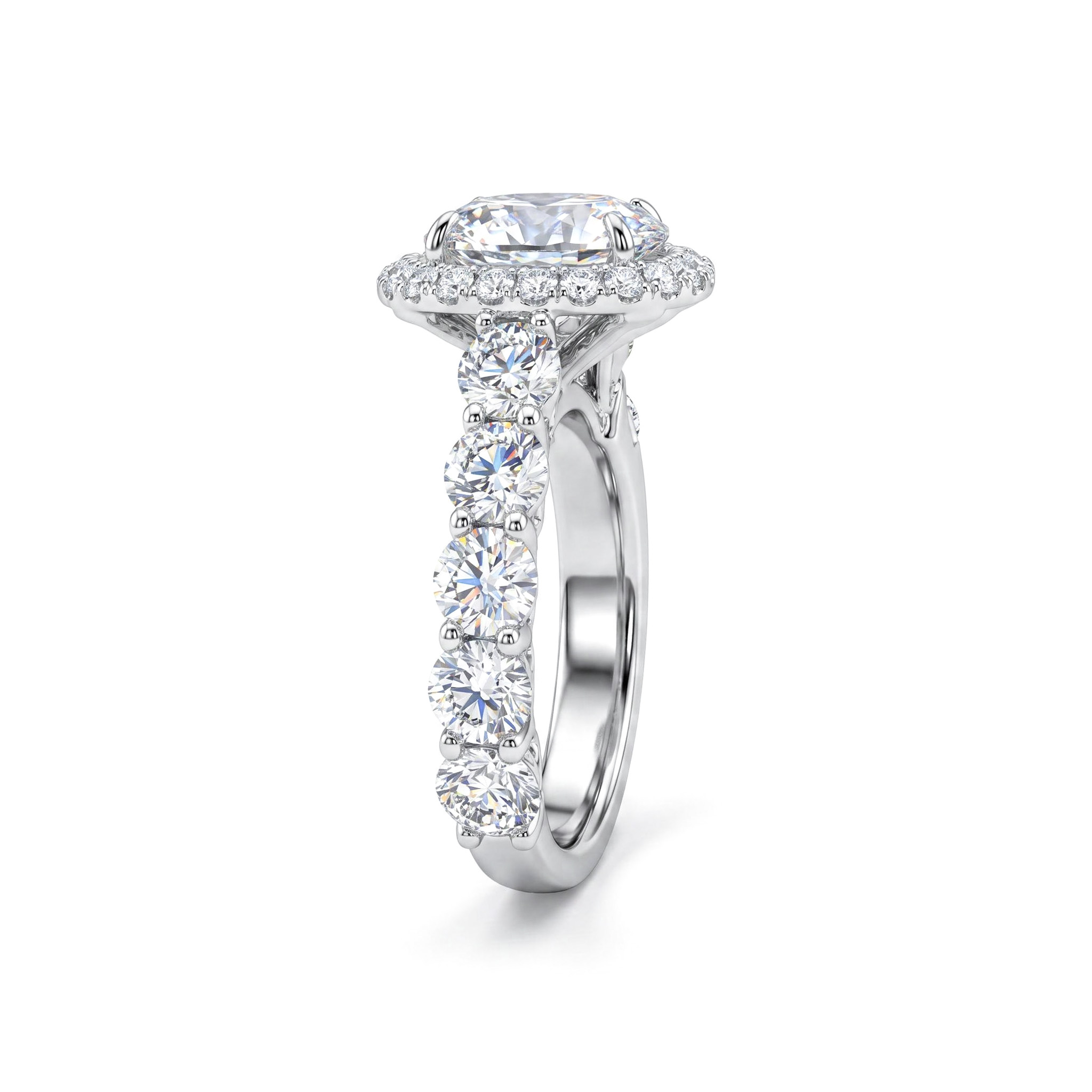5.85ct. tw. Round Cut VVS Moissanite Halo Engagement Ring 5.85ct. tw. Round Cut VVS Moissanite Halo Engagement Ring