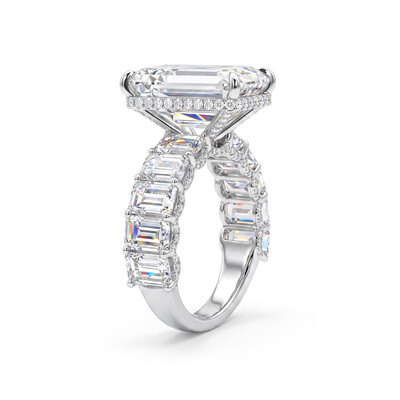 8.55CT Emerald Cut VVS Moissanite Halo Engagement Ring