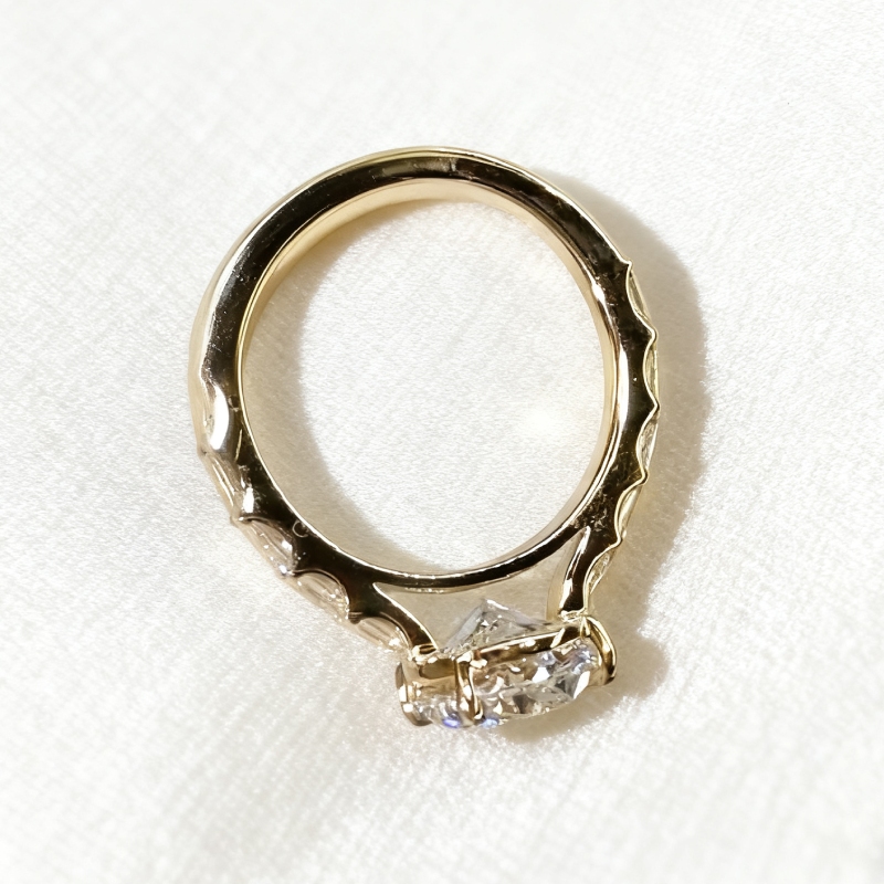 4.2CT Oval Cut VVS Moissanite with Baguette Pave Engagement Ring