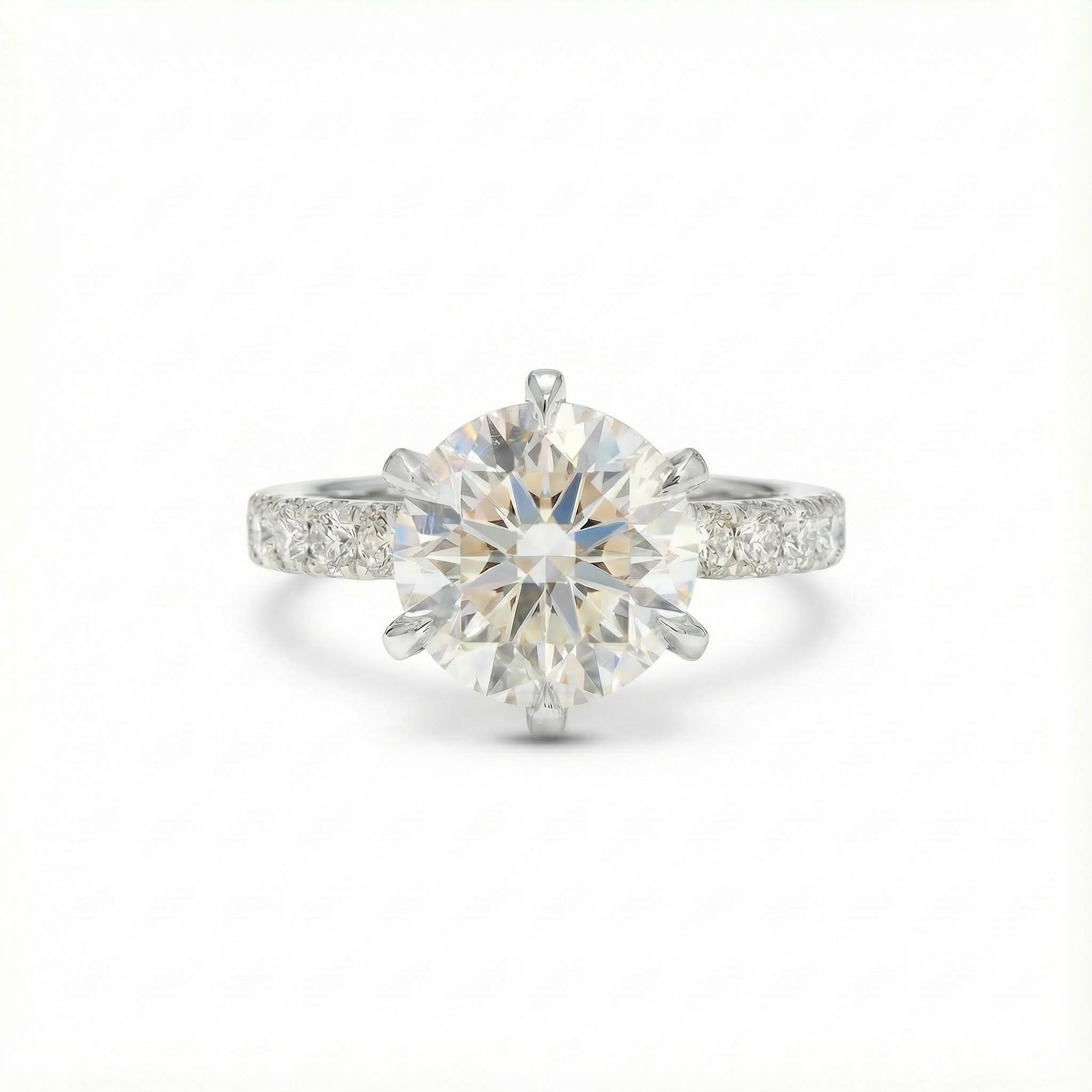 6.5CT Round Cut VVS Moissanite Pave Engagement Ring 6.5CT Round Cut VVS Moissanite Pave Engagement Ring