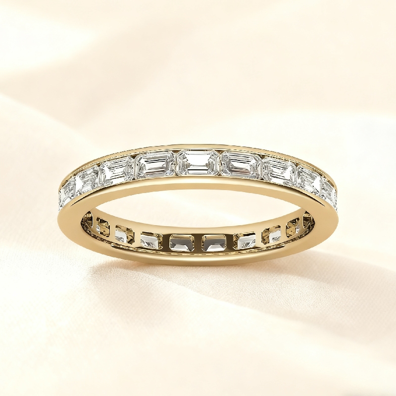 Emerald VVS Moissanite Channel Set Eternity Wedding Band Emerald VVS Moissanite Channel Set Eternity Wedding Band