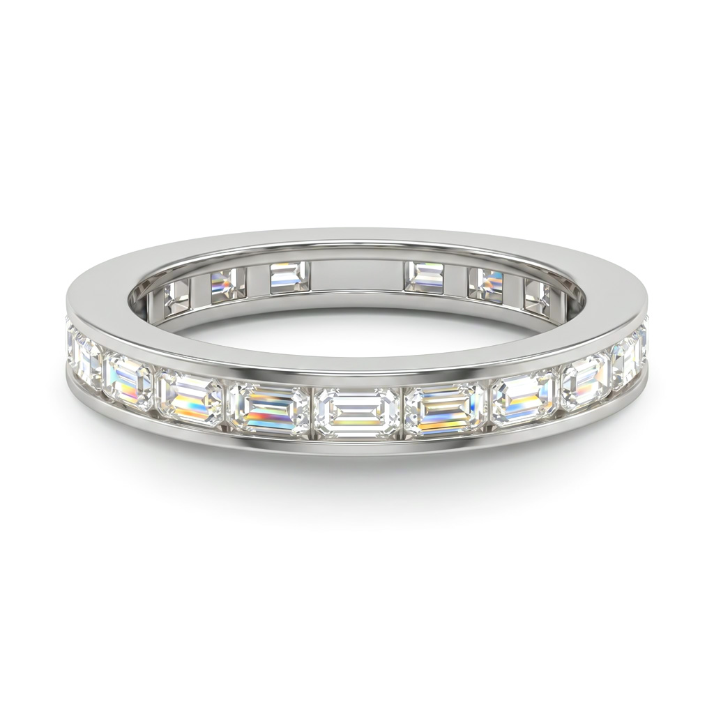 Emerald  VVS Moissanite Channel Set Eternity Wedding Band