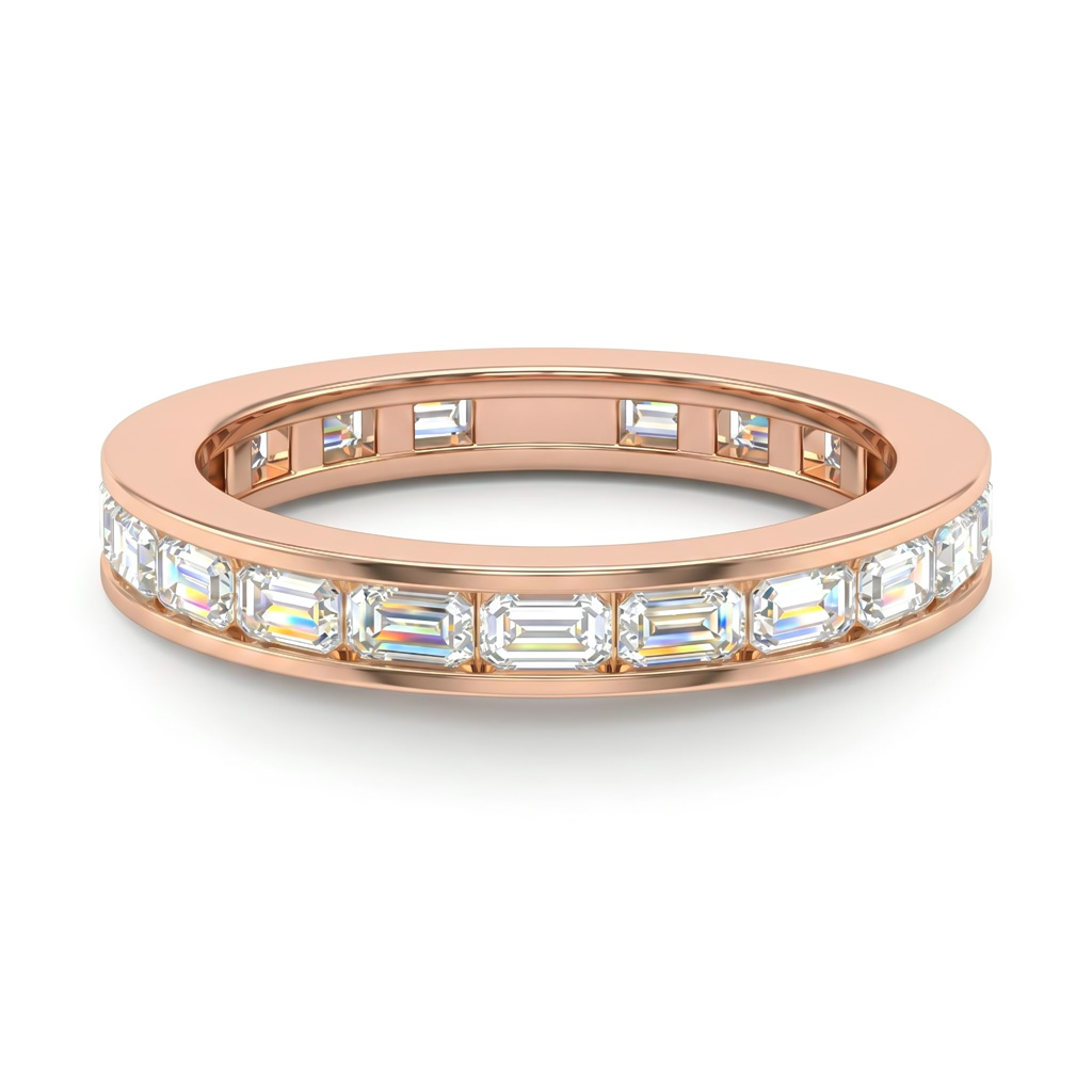 Emerald  VVS Moissanite Channel Set Eternity Wedding Band