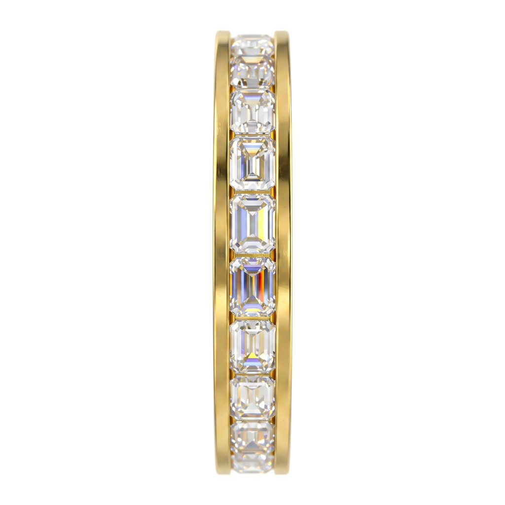 Emerald  VVS Moissanite Channel Set Eternity Wedding Band