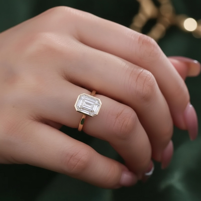 4CT Emerald Cut VVS Moissanite Solitaire Engagement Ring