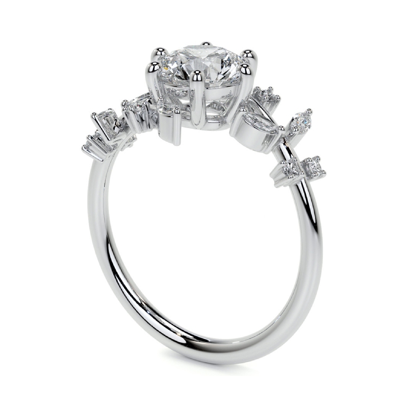 2.6CT Round & Marquise VVS Moissanite Bypass Engagement Ring