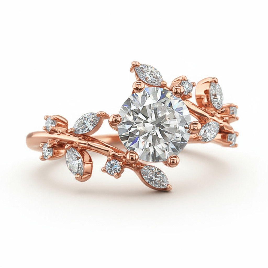 2.6CT Round & Marquise VVS Moissanite Bypass Engagement Ring