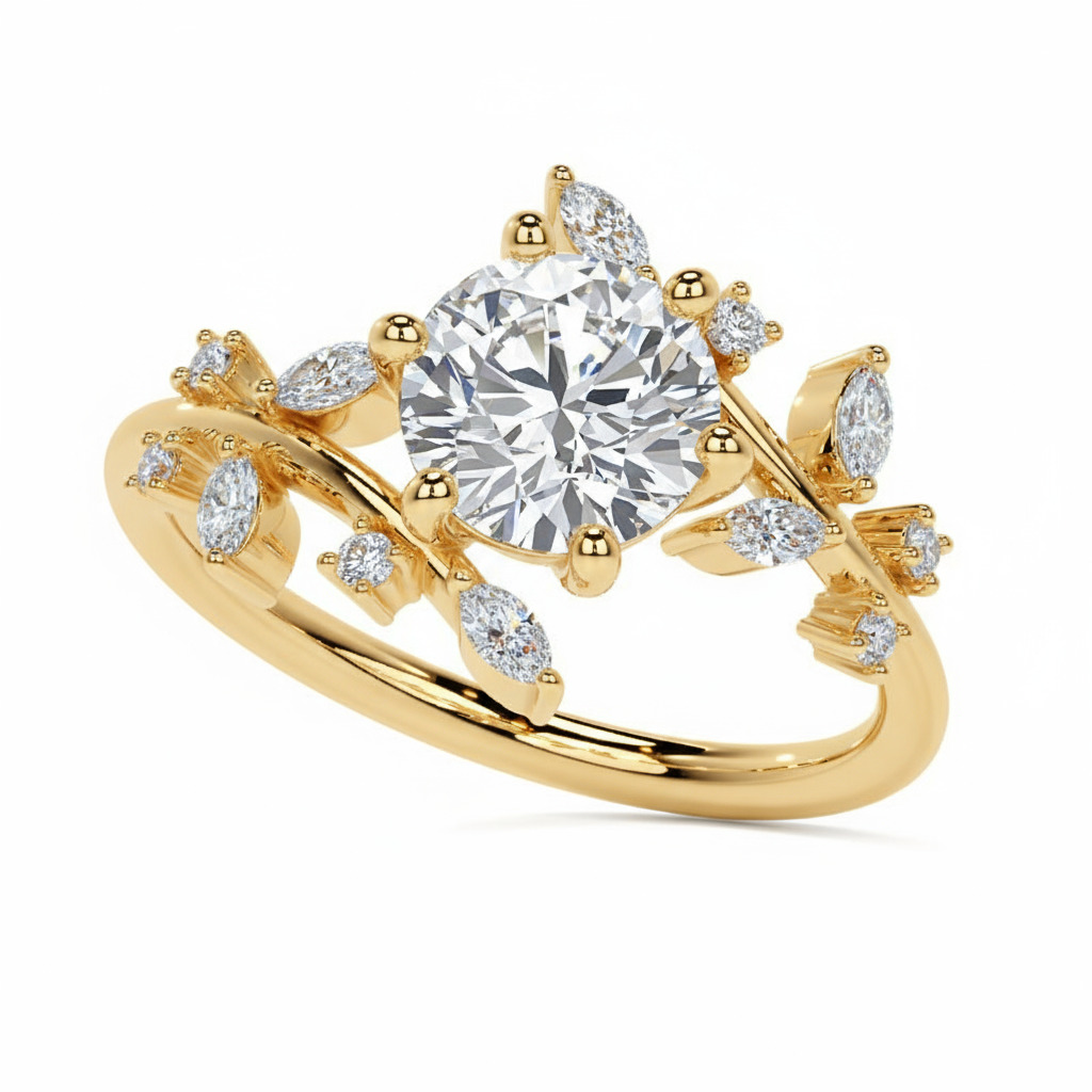 2.6CT Round & Marquise VVS Moissanite Bypass Engagement Ring