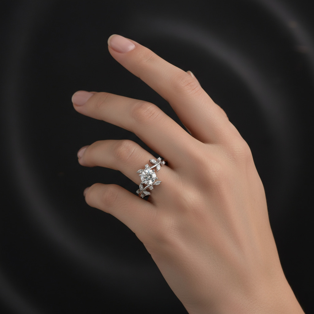 2.6CT Round & Marquise VVS Moissanite Bypass Engagement Ring