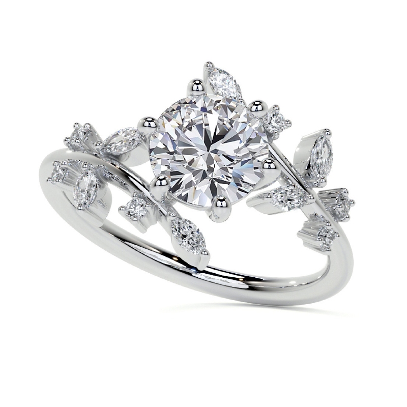2.6CT Round & Marquise VVS Moissanite Bypass Engagement Ring
