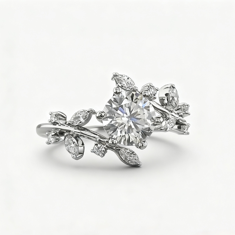 2.6CT Round & Marquise VVS Moissanite Bypass Engagement Ring